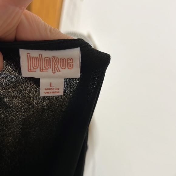 LuLaRoe DeAnne Black And Gold Chevron Print Pleated Long Dress Large - Picture 10 of 10